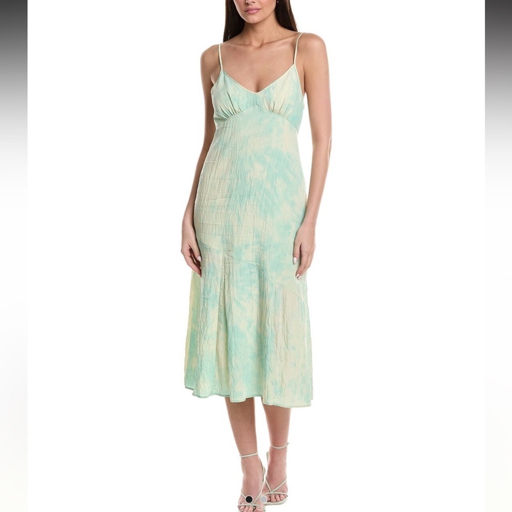 Saltwater LUXE Green Plunge Neck Sleeveless Midi Dress Size M NWT c